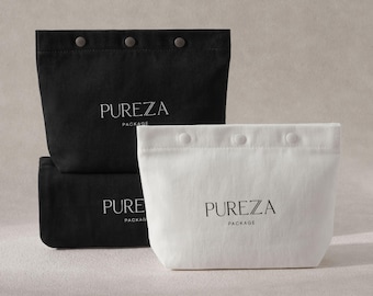 50pcs Cotton Twill Travel Pouch with Snap Closure, Cosmetic Organizer, Reusable Storage Bag TWI-02