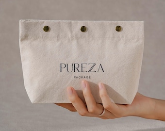 50pcs Thick cotton envelope bag with a rectangle bottom & Snap: Custom Logo, dust bag B3-02