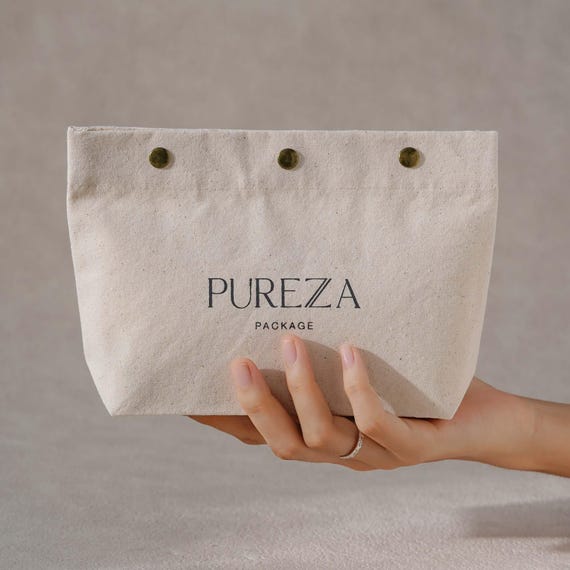 50pcs Thick cotton envelope bag with a rectangle bottom & Snap: Custom Logo, dust bag B3-02