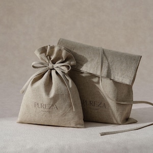 50pcs Custom Logo Linen Dust Bags with separate rope: Cosmetic, Soap, Candle, Gift Packaging B1-01