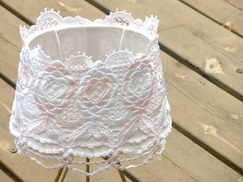 White Vintage Lace Lamp Shade Free Shipping Shabby Chic Lace Table Lamp