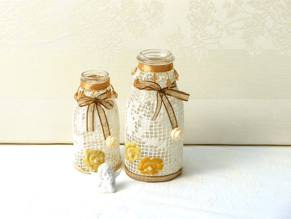 Square Bottle Vtg Style Bottle Vintage Wedding Style Vintage Wedding Decor Decorative Bottle Laced Glass Bottle Shabby Chic Decor