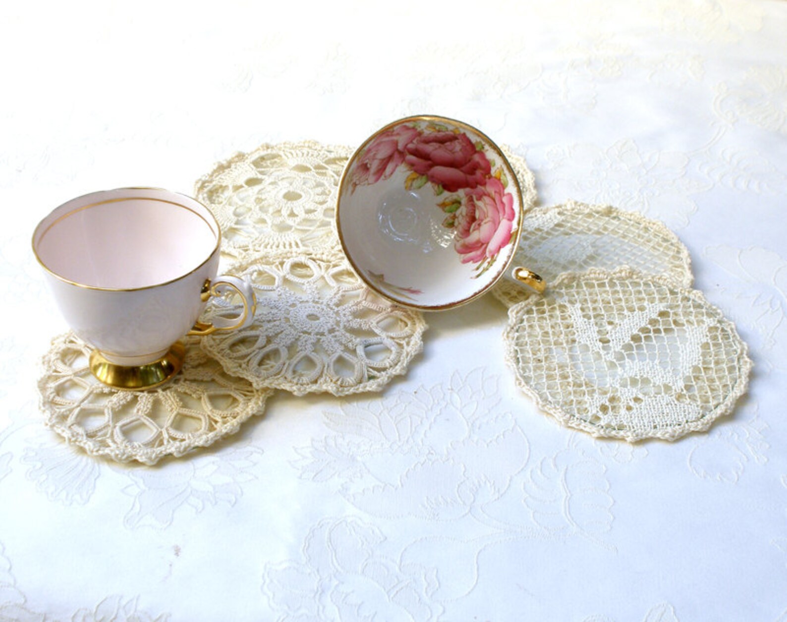 Set Coasters Home Decor Vintage Coasters. Shabby Chic Etsy