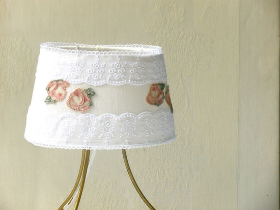 Shabby Chic Lampshade Table Decor Living Room Light Fabric Shabby Chic Lampshade Table Decor, Shabby Chic White Lamp Shade