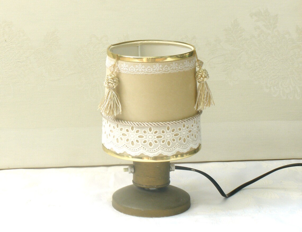 Table Lamp Drum Vintage Lamp Shade Velvet Fabric Lampshade Etsy