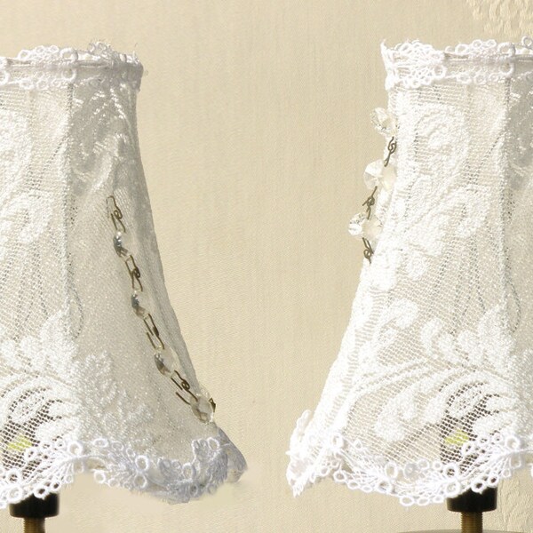 Pair Cream Vintage Lace Lamp Shade,Free shipping, Shabby Chic Lace Table Lamps, Bedroom Light Decor, Country French Decor, Vintage lighting.