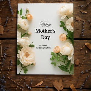 Elegante biglietto d'auguri floreale per la festa della mamma, biglietto fatto a mano per le mamme, biglietto di compleanno, biglietto di ringraziamento, biglietto per occasioni speciali