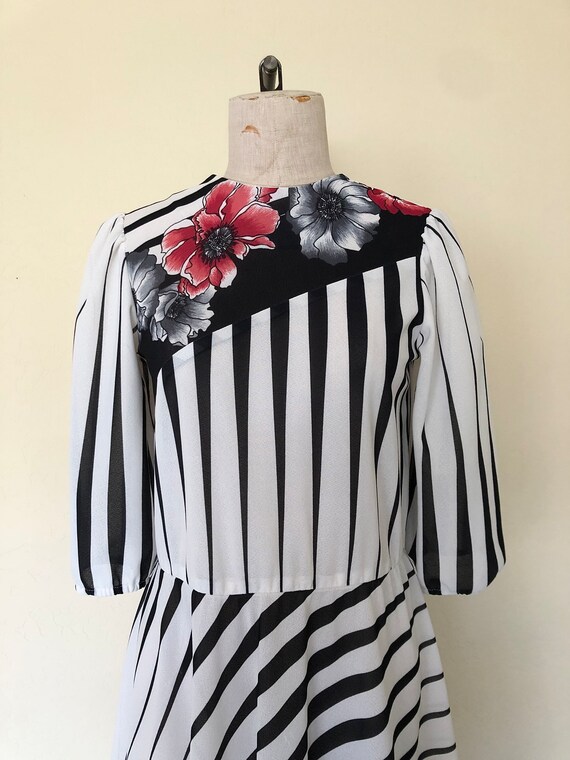Emaley Dress Black & White Stripe Floral