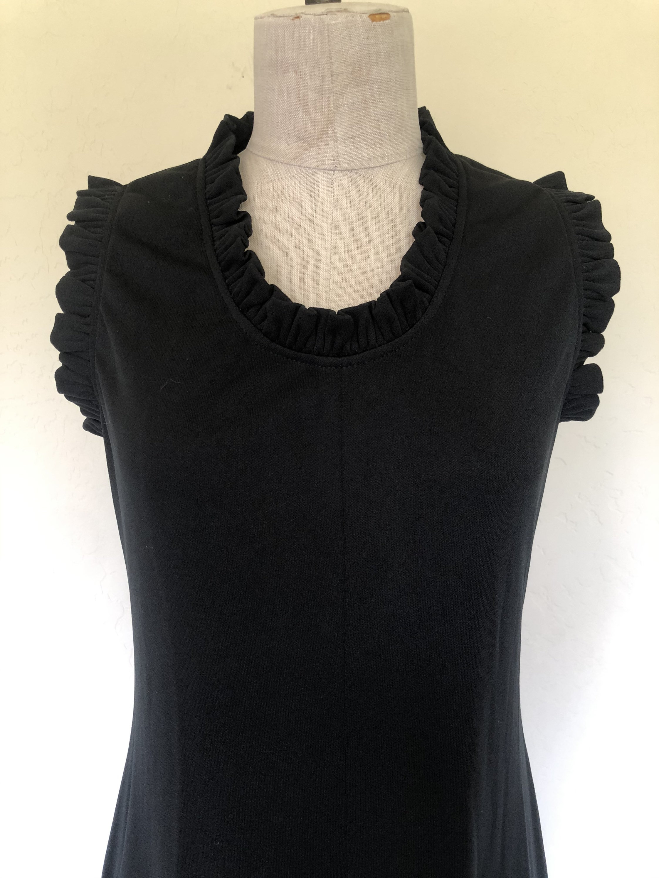 Vintage 60s Dress BLACK RUFFLE Trim Sleeveless Maxi M/L - Etsy