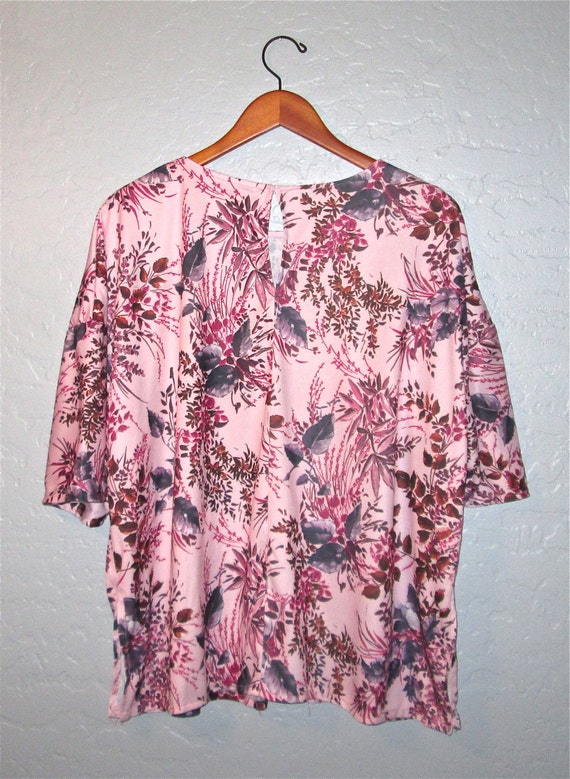 Vintage 1970’s retro boho top pink FLORAL BOUQUET… - image 7