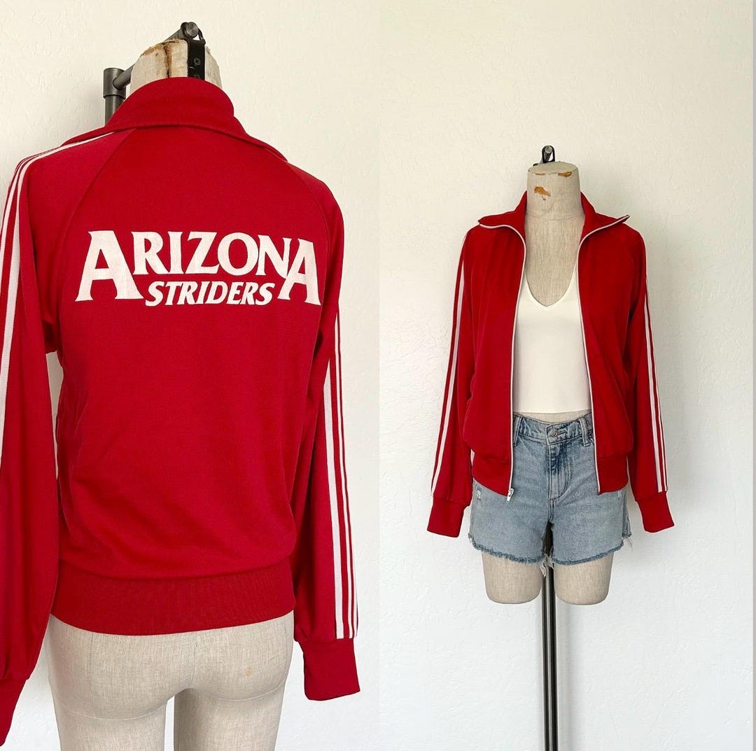 Vintage 80s Red Track Jacket – Arizona Striders, White Stripes