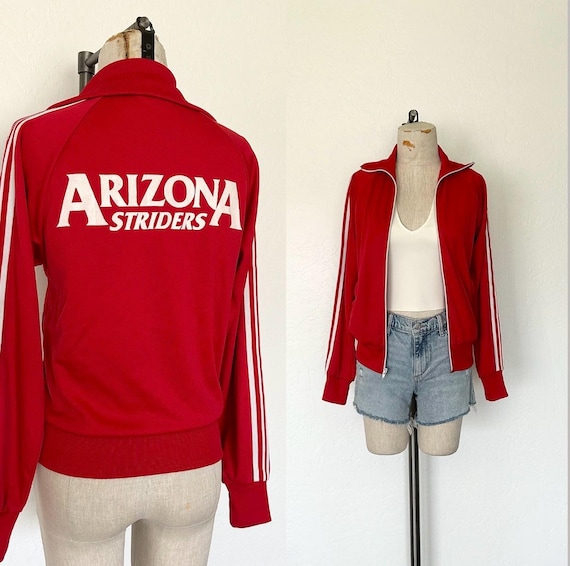 トップス 1980's  Track Jacket Vintage 80s Red Track Jacket – Arizona Striders, White Stripes