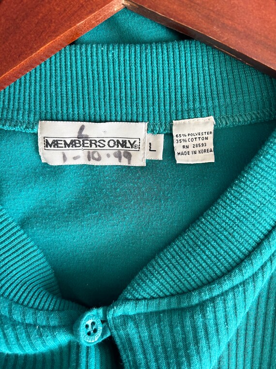 90's Members Only Henley Shirt Teal Green Long Sl… - image 8