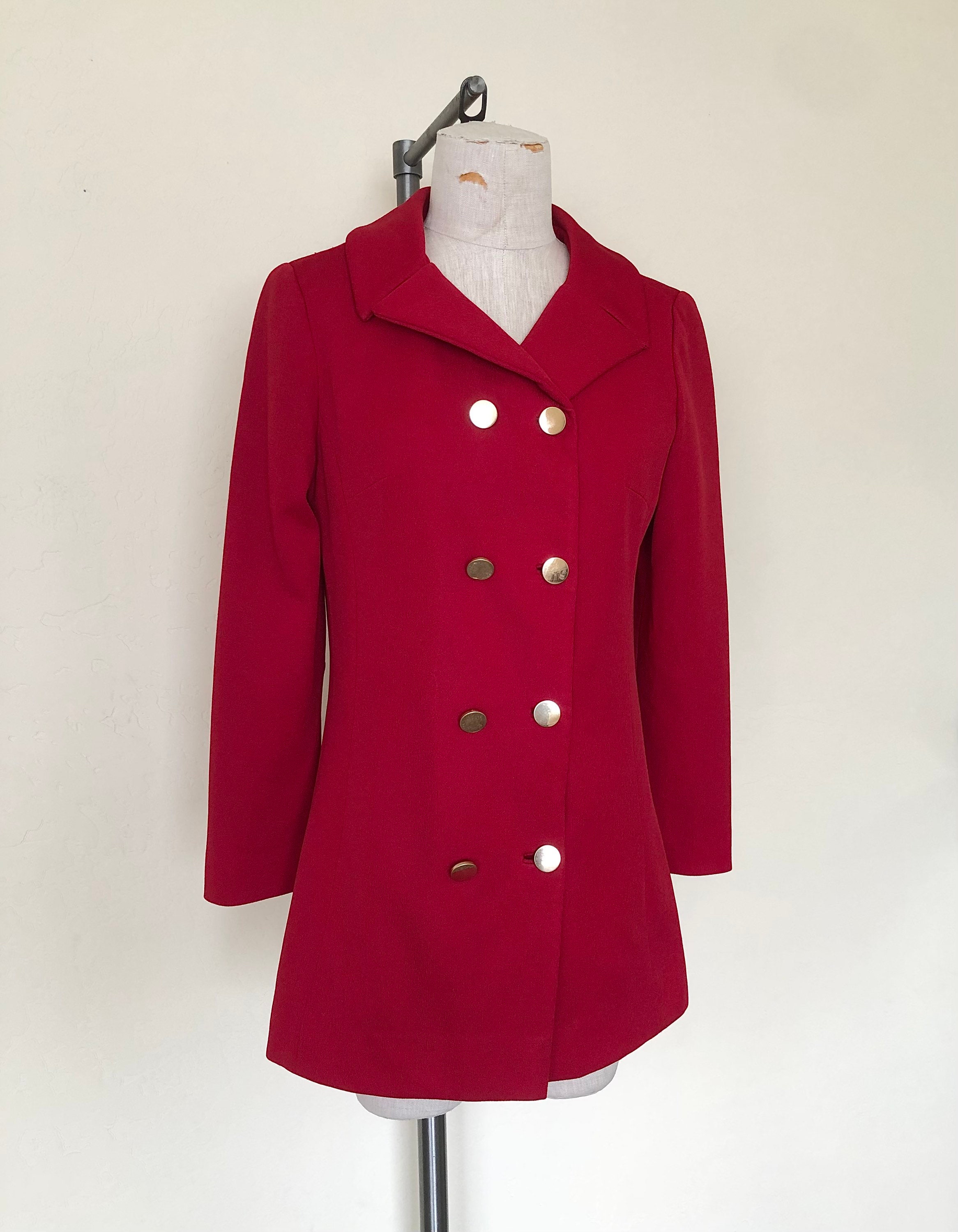 70's Red Peacoat Vintage Fred Rothschild Double Breasted - Etsy