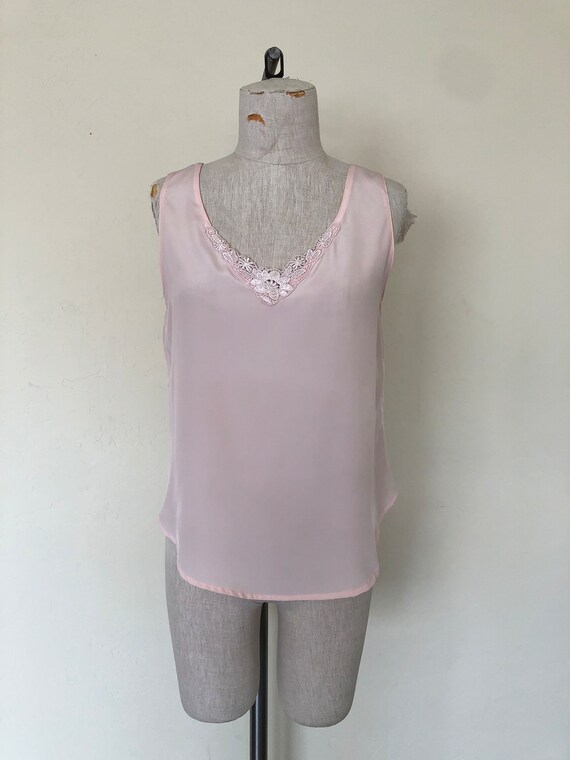 80’s Camisole Top Vintage Light Peach Pink Sleeve… - image 5