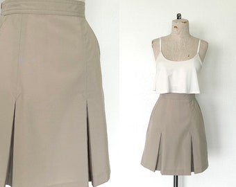 80’s Khaki Skort Vintage 1980’s High Waisted Pleated Tennis Shorts Skirt - M