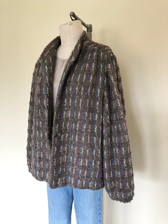 Vintage 1980's jacket TAUPE MOHAIR color flecked … - image 4