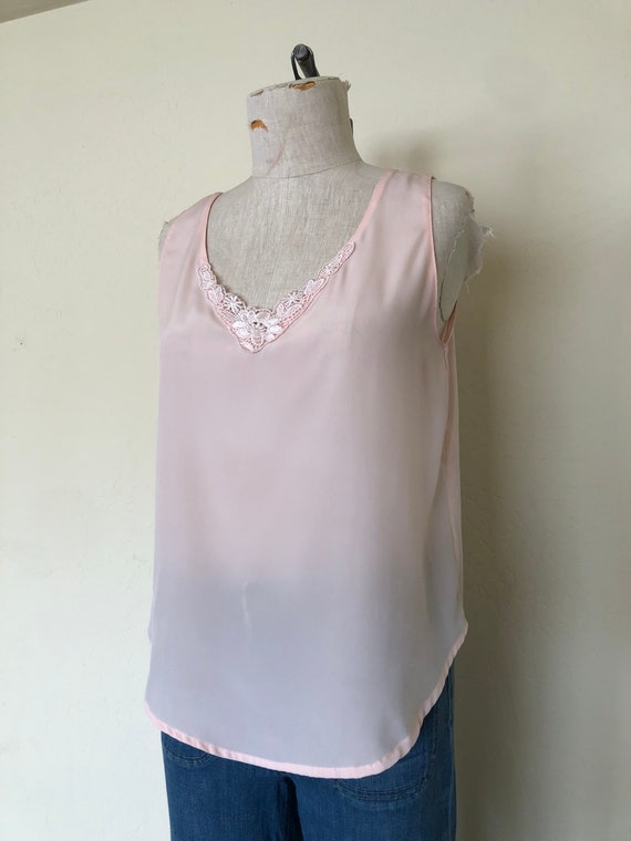 80’s Camisole Top Vintage Light Peach Pink Sleeve… - image 3