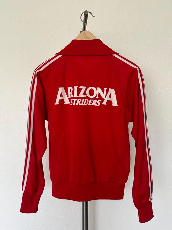 Vintage 80s Red Track Jacket – Arizona Striders, White Stripes