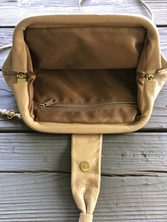 Vintage 1980's purse beige FAUX SNAKESKIN patchwo… - image 6