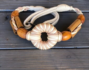 Vintage Bungee Colorful Woven Rope Beaded Belt Hook Closure Boho Statement Amazon.com: Bohend Boho Braided Belts Women Tie Colorful  main image 2