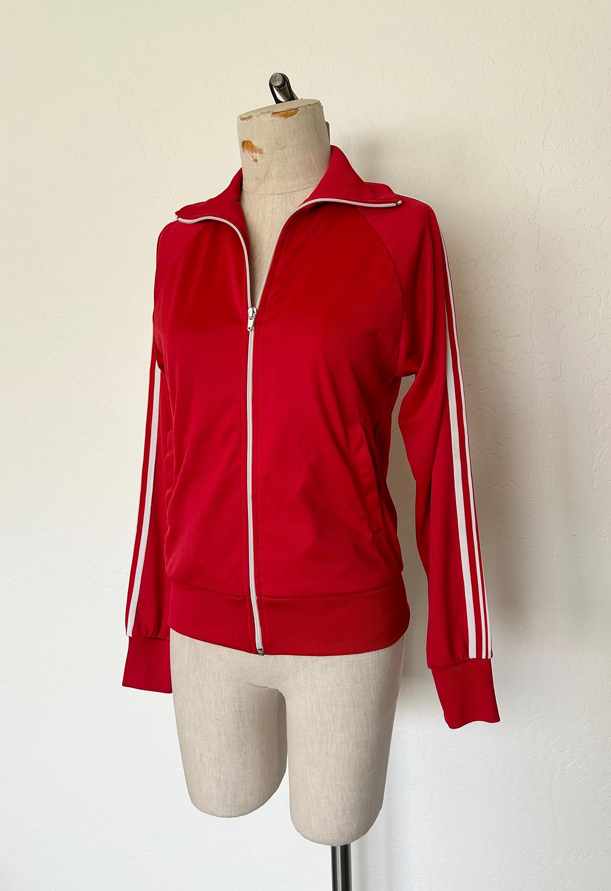 Vintage 80s Red Track Jacket – Arizona Striders, White Stripes