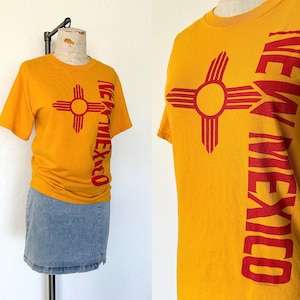 Vintage 90s New Mexico Souvenir Tee – Golden Yellow Graphic, Fits Like Small