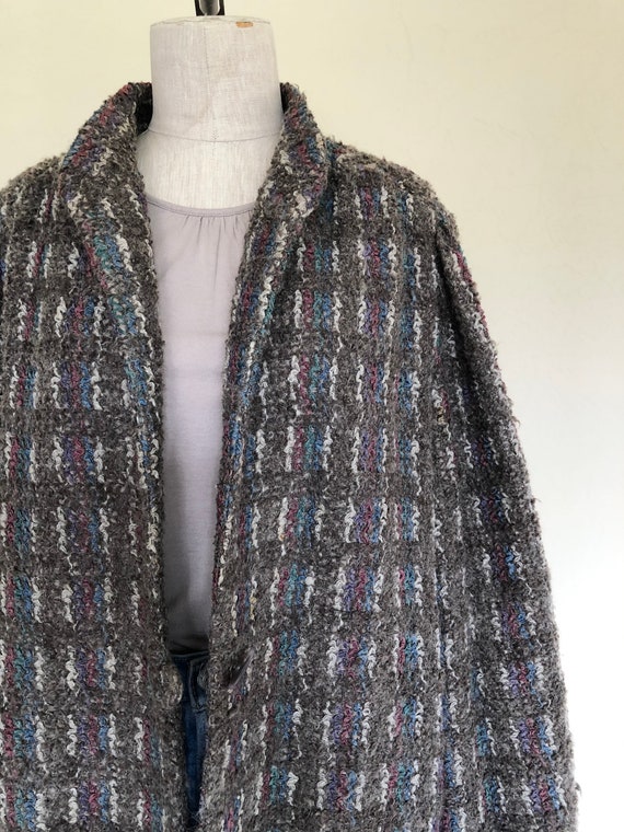 Vintage 1980's jacket TAUPE MOHAIR color flecked … - image 3