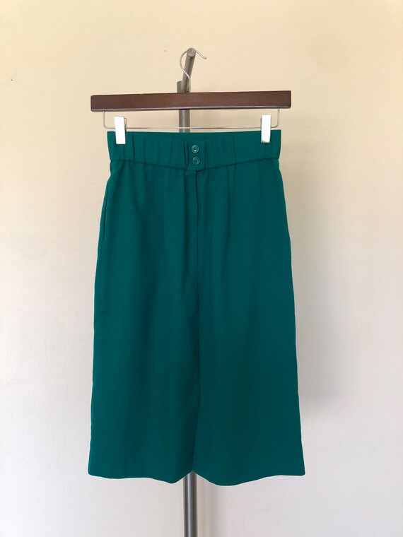 Vintage 1980's skirt high waisted EMERALD GREEN h… - image 8