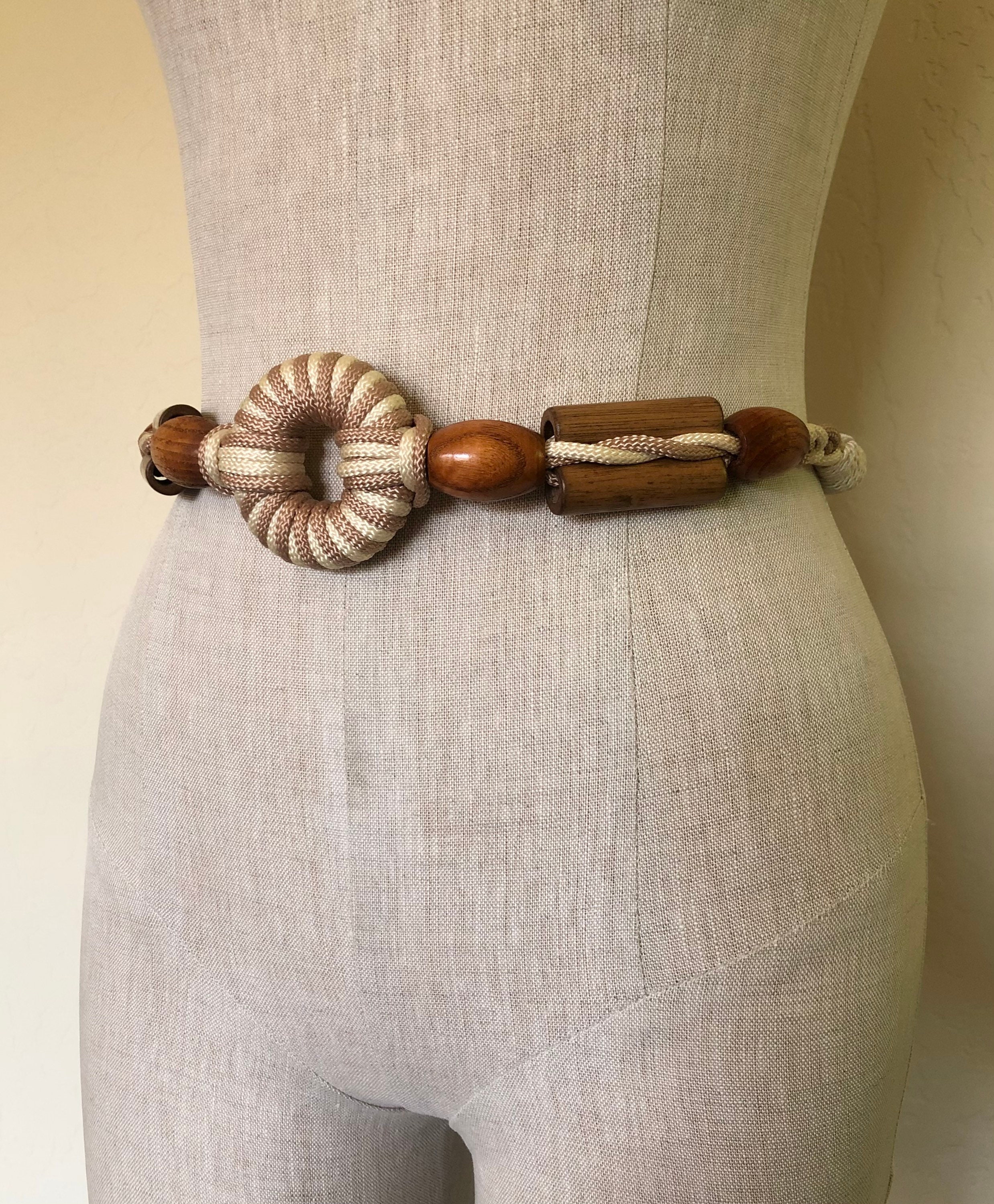 80s Boho Belt Wood Bead Adjustable Vintage Vintage 1980 main image 4