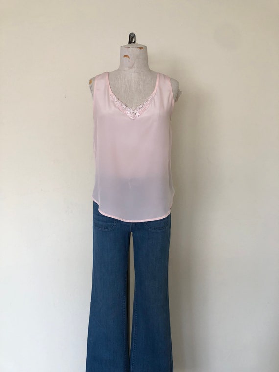 80’s Camisole Top Vintage Light Peach Pink Sleeve… - image 2