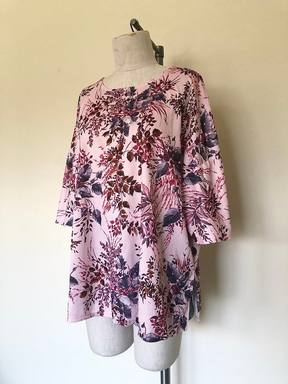 Vintage 1970’s retro boho top pink FLORAL BOUQUET… - image 4