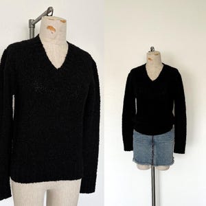 【Vintage】90s 00s Vneck Black Knit 80s Black V Neck - Etsy