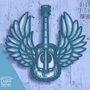 Layered Guitar Design | Ai, Cdr, Eps, Svg Files | 3D Laser Cut | Instant Download | Glowforge Crafts | CNC Projects | Musical Instrument Art