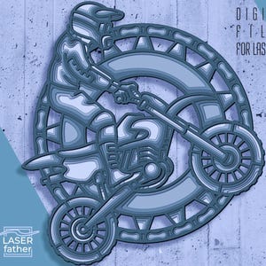 Layered Motocross Design | Ai Cdr Eps Svg Files | Laser Cut Design | Dirt Bike Art | Papercut Project | Glowforge Craft | Motorcycle Vector