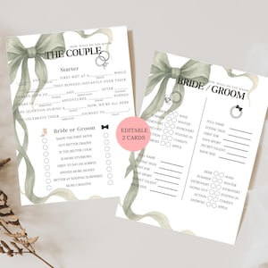 Plantilla de juego para invitados de boda personalizada para fiesta de compromiso, imprimible, despedida de soltera, editable.
