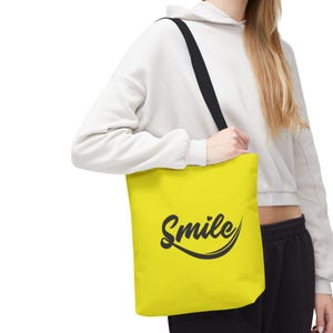 Tote Bag (AOP) für Frauen, faltbare Einkaufstasche mit Reißverschluss Reise große Schultertasche Handtasche für Arbeit Lächeln Strandtasche