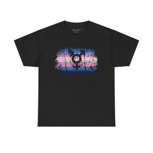 Trans Flag Paint Splatter Shirt|  Artistic Queer Pride Tee | Gender Inclusive Streetwear | Trans Affirmation Shirt | Black Sheep Society