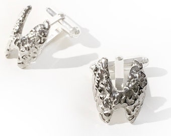 THYROID gland, stunning anatomical cufflinks in solid sterling sliver. Perfect gift for endocrinologist or surgeon