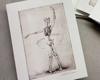 Anatomical Dancer blank note cards featuring etching entitiled 'Fourth Position'  by medical illustrator Beth Croce (set of 5)