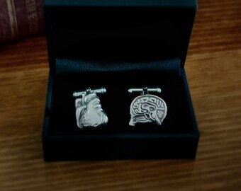 Heart and Mind — combination pair of cufflinks for a special person