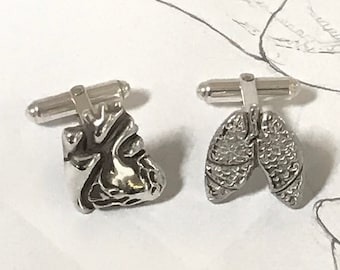 Heart & Lung Pair — sterling silver, heartfelt gift!