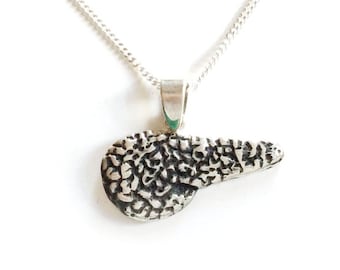 Anatomical Pancreas Necklace in Solid Sterling Silver