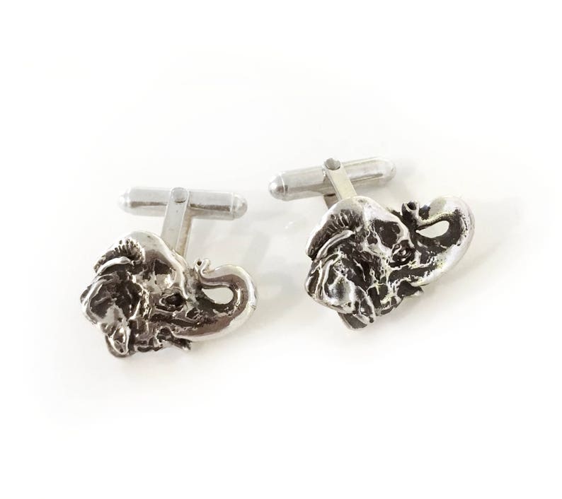 Lucky Elephant Cufflinks in Solid Sterling Silver