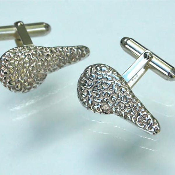Pancreas Anatomical cufflinks in Sterling Silver - classic & meaningful gift!