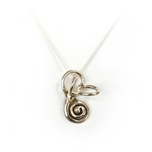 Inner Ear / Cochlea necklace in cast sterling silver