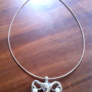 Stunning Uterus Necklace in silver and pearls for someone special image 2