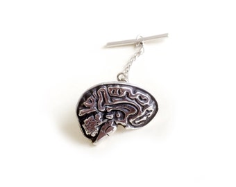 SMART Brain Tie Tack in Solid Sterling Silver - limited edition