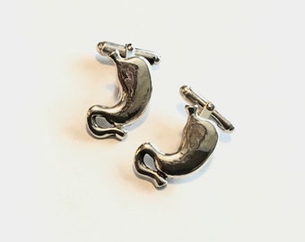 Sterling Silver Stomach Cufflinks: Anatomical Jewelry Gift