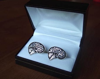 SMART Brain Cufflinks in Solid Sterling Silver